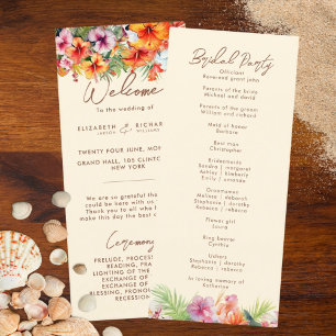 Elegant Hibiscus Flower Tropical Floral Wedding Programme