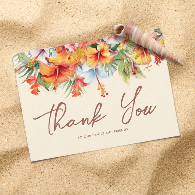 Elegant Hibiscus Flower Tropical Floral Wedding Thank You Card (Creator Uploaded)