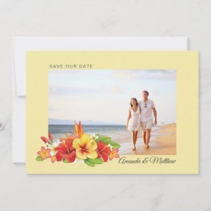 Elegant Hibiscus Tropical Floral Photo Wedding Save The Date