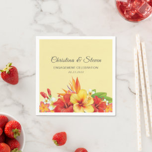 Elegant Hibiscus Tropical Floral Wedding Party Napkin
