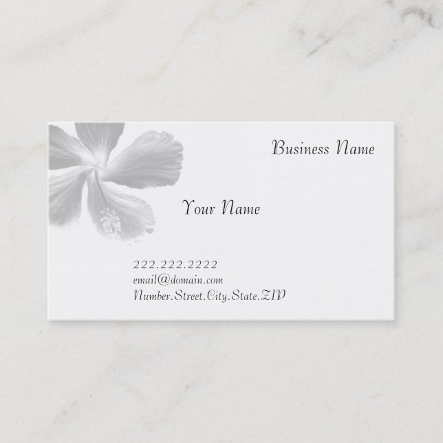 Elegant Hibiscus White Business Card (Front)