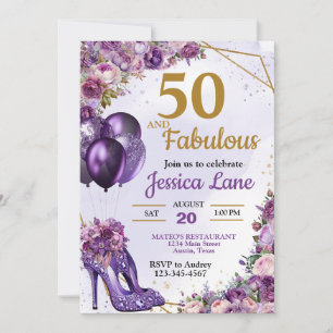 Elegant High Heel Shoes Floral Birthday Party Invitation