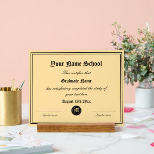 Elegant High School certificate diploma template Acrylic Sign
