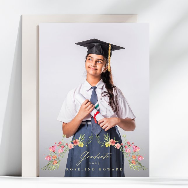 elegant high school floral arch 2 photo Grad Announcement (Creator Uploaded)