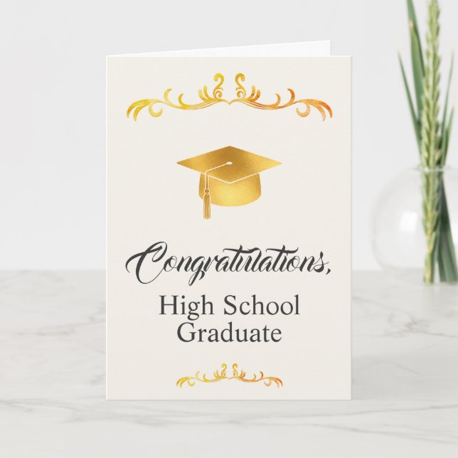 Elegant High School Graduate Congratulations Card (Front)