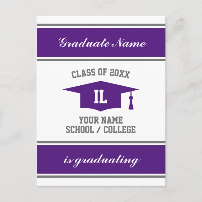 Elegant high school graduation photo announcement postcard (Front)