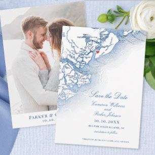 Elegant Hilton Head SC Map Vertical Wedding  Save The Date