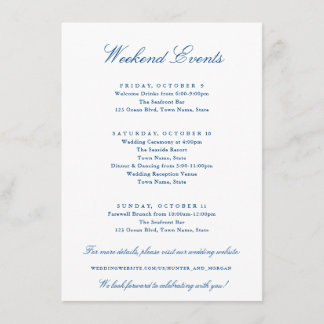 Elegant Hilton Head Weekend Events Wedding Enclosure Card