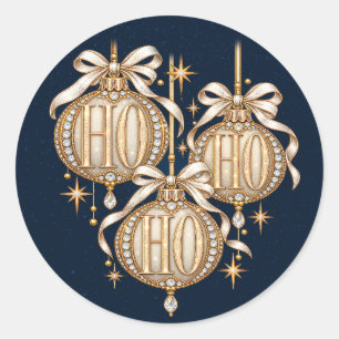 Elegant HO HO HO Classic Round Sticker