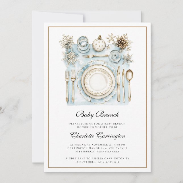 Elegant Holiday Baby Brunch Baby Shower Invitation (Front)
