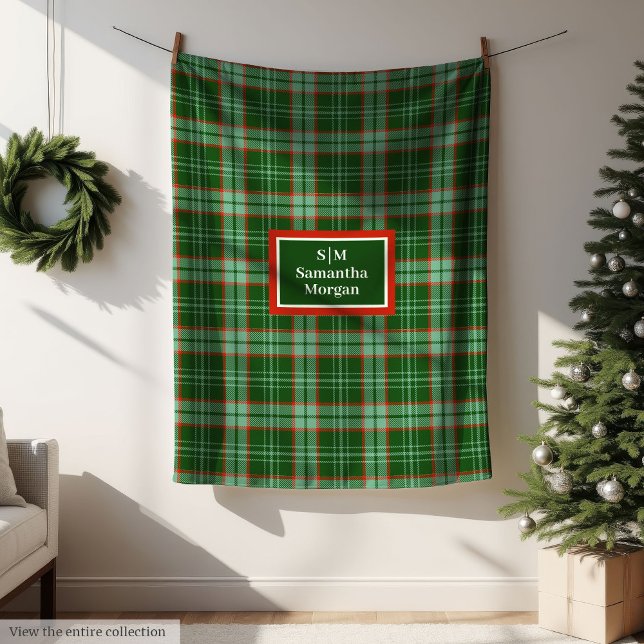 Elegant Holiday Blanket Red Green Monogram Touch (Elegant Holiday Blanket Red Green Monogram Touch)