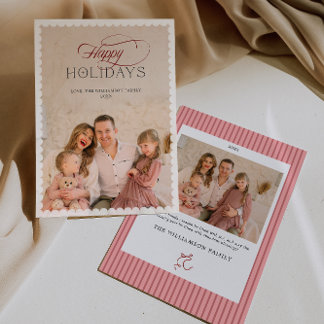 Elegant Holiday Card with Scalloped Border