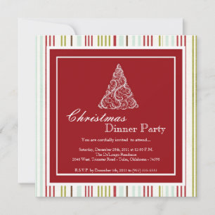 Elegant Holiday Christmas Dinner Party Invitation