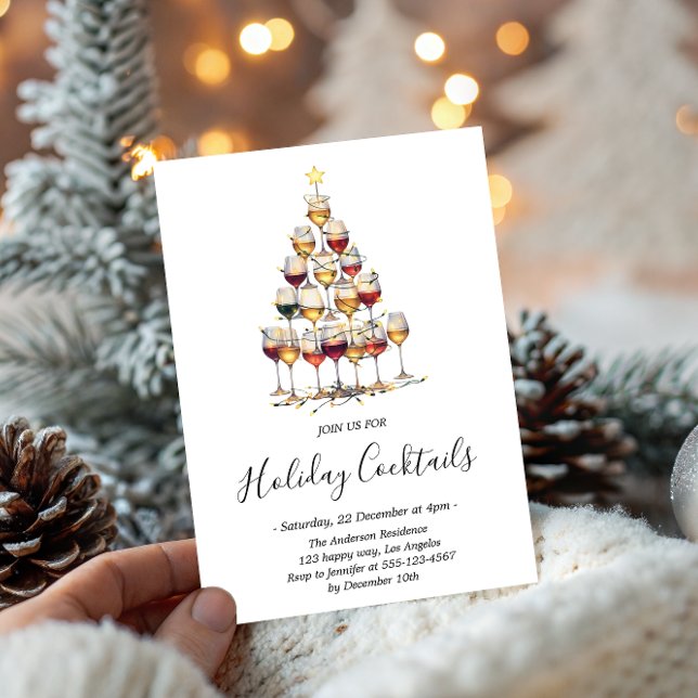 Elegant Holiday Cocktail Festive Drinks Christmas Invitation (Creator Uploaded)
