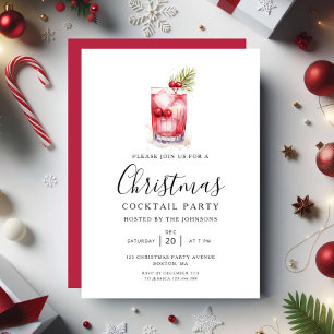 Elegant Holiday Cocktaill Christmas Party  Invitation