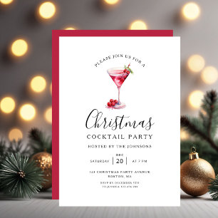 Elegant Holiday Cocktaill Christmas Party  Invitation