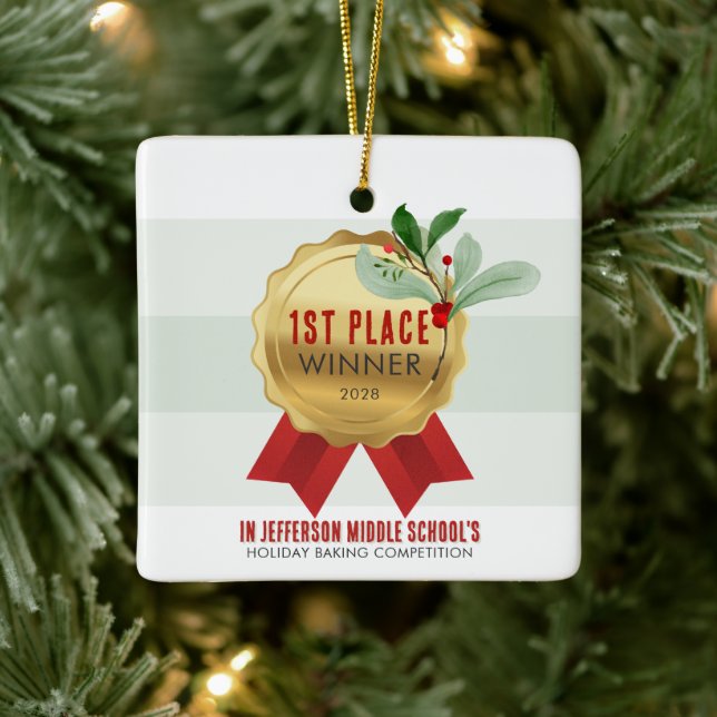 Elegant Holiday Contest Winner Award Prize Ceramic Ornament (Tree)