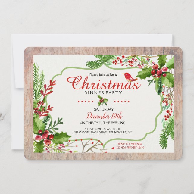 Elegant Holiday Dinner Party Invitation (Front)