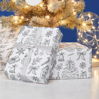 Elegant Holiday Doodles Wrapping Paper