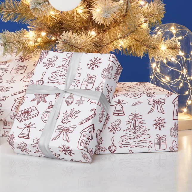 Elegant Holiday Doodles Wrapping Paper (Holidays)