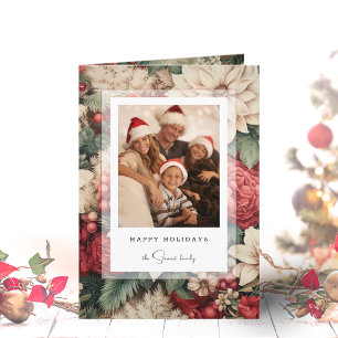 Elegant Holiday Floral Photo Card
