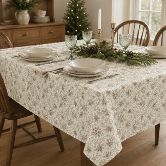 Elegant Holiday Floral Red and Green Toile Pattern Tablecloth