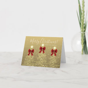 Elegant Holiday Gold Christmas Trees Greeting Red  Card