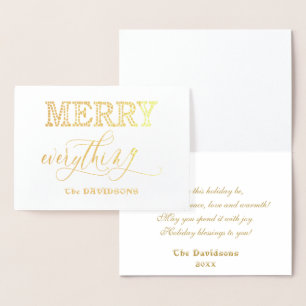 Elegant Holiday Gold MERRY Everything Typography Foil Card