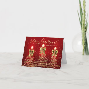 Elegant Holiday Gold Red Christmas Trees Greeting  Card