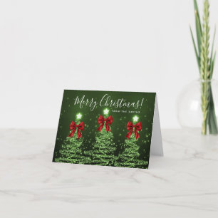 Elegant Holiday Green Christmas Trees Greeting Red Card
