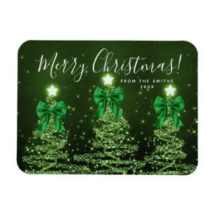 Elegant Holiday Green  Christmas Trees  Magnet