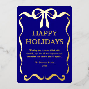 Elegant Holiday Greeting Bow Frame Foil Card