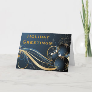 Elegant Holiday Greetings in Blue Card