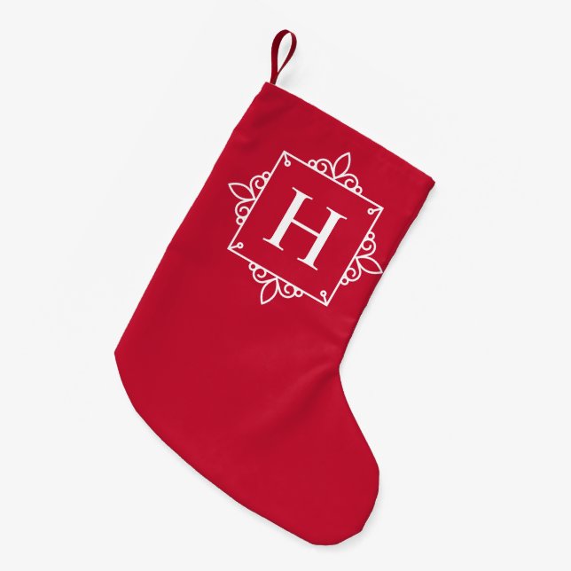 Elegant Holiday Monogram Small Christmas Stocking (Front (Hanging))