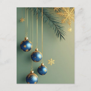 🎄 Elegant Holiday Ornament Shine ❄️ Christmas Postcard