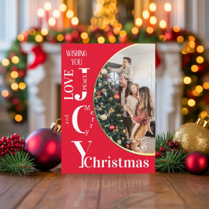 Elegant Holiday Photo Card with Modern Script Gold