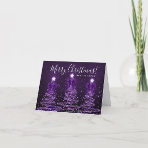 Elegant Holiday Purple Christmas Trees Greeting  Card