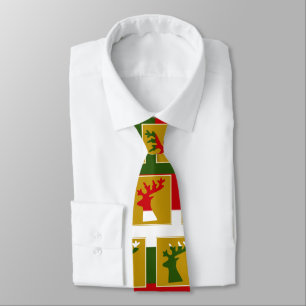 Elegant Holiday Reindeer Pattern Green Red & Gold Tie
