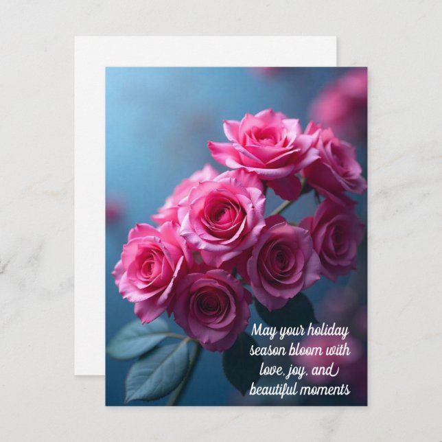 Elegant Holiday Rose Greeting Card (Front/Back)