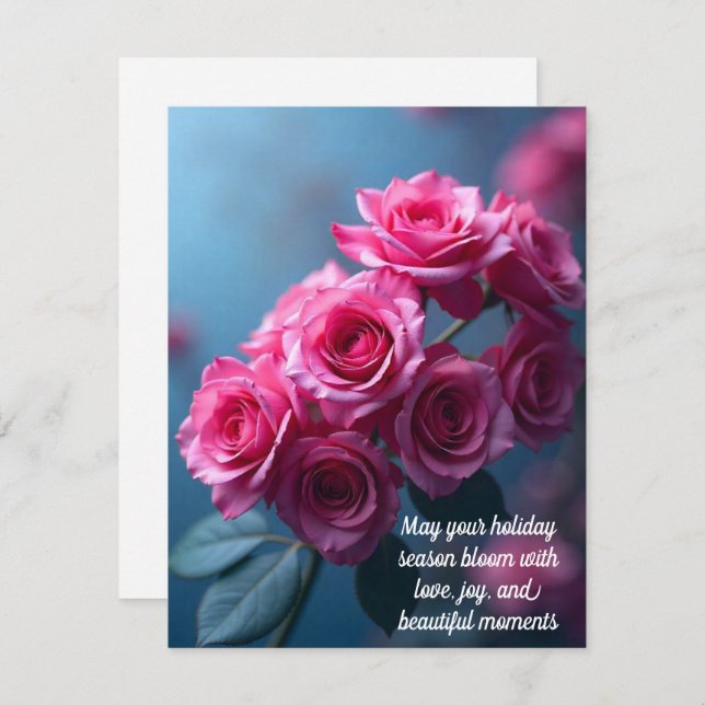 Elegant Holiday Rose Greeting Card (Front/Back)