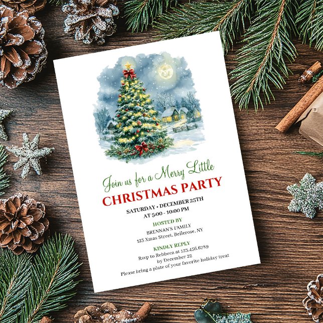 Elegant Holiday Scene Watercolor Party Invitation (Elegant Holiday Scene Watercolor Party Invitation)
