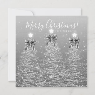 Elegant Holiday Silver Christmas Trees Greeting  Card