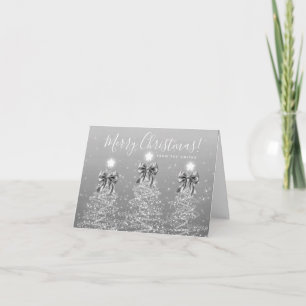 Elegant Holiday Silver Christmas Trees Greeting  Card