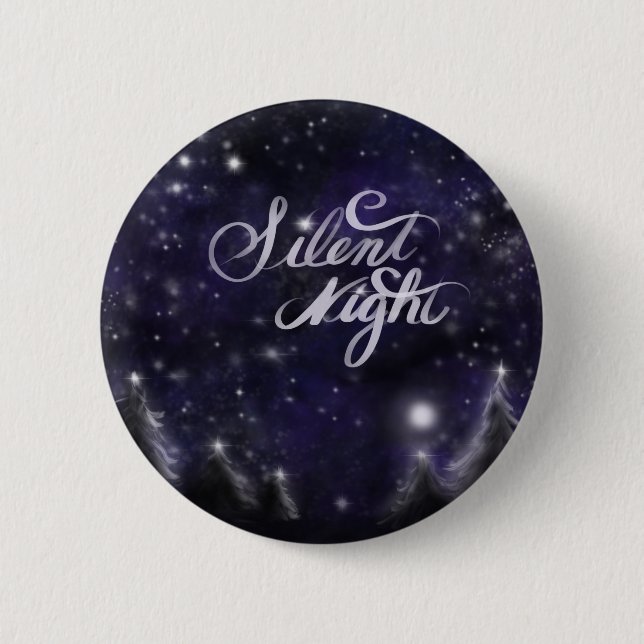 Elegant Holiday snow scene silent night 6 Cm Round Badge (Front)