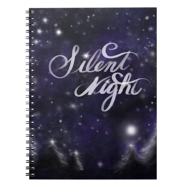 Elegant Holiday snow scene silent night Notebook (Front)
