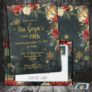 Elegant Holiday Surprise Birthday Party Woodland   Invitation
