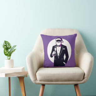 Elegant Holiday Toast - Santa's Stylish Gala Cushion