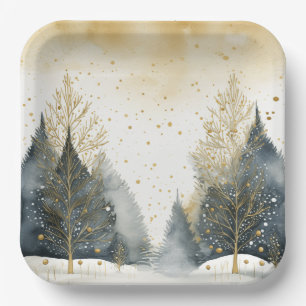 Elegant Holiday Trees Paper Plate
