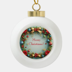 🎄Elegant Holiday Wreath Floral Orname Ceramic Ball Christmas Ornament