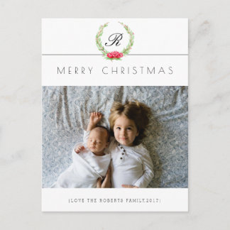 Elegant Holiday Wreath Photo Greeting Card